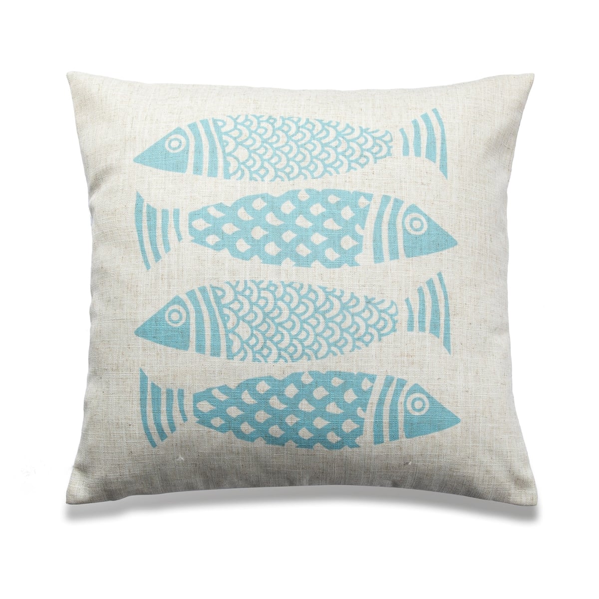 HU-SU2020HYFSXX 4 Blue Fish Print Pillow Cover