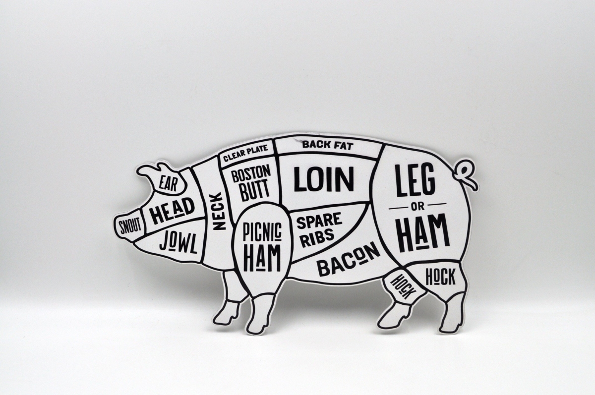 IV-W18-GT207 Vintage Pig Illustration Metai Wall Decor