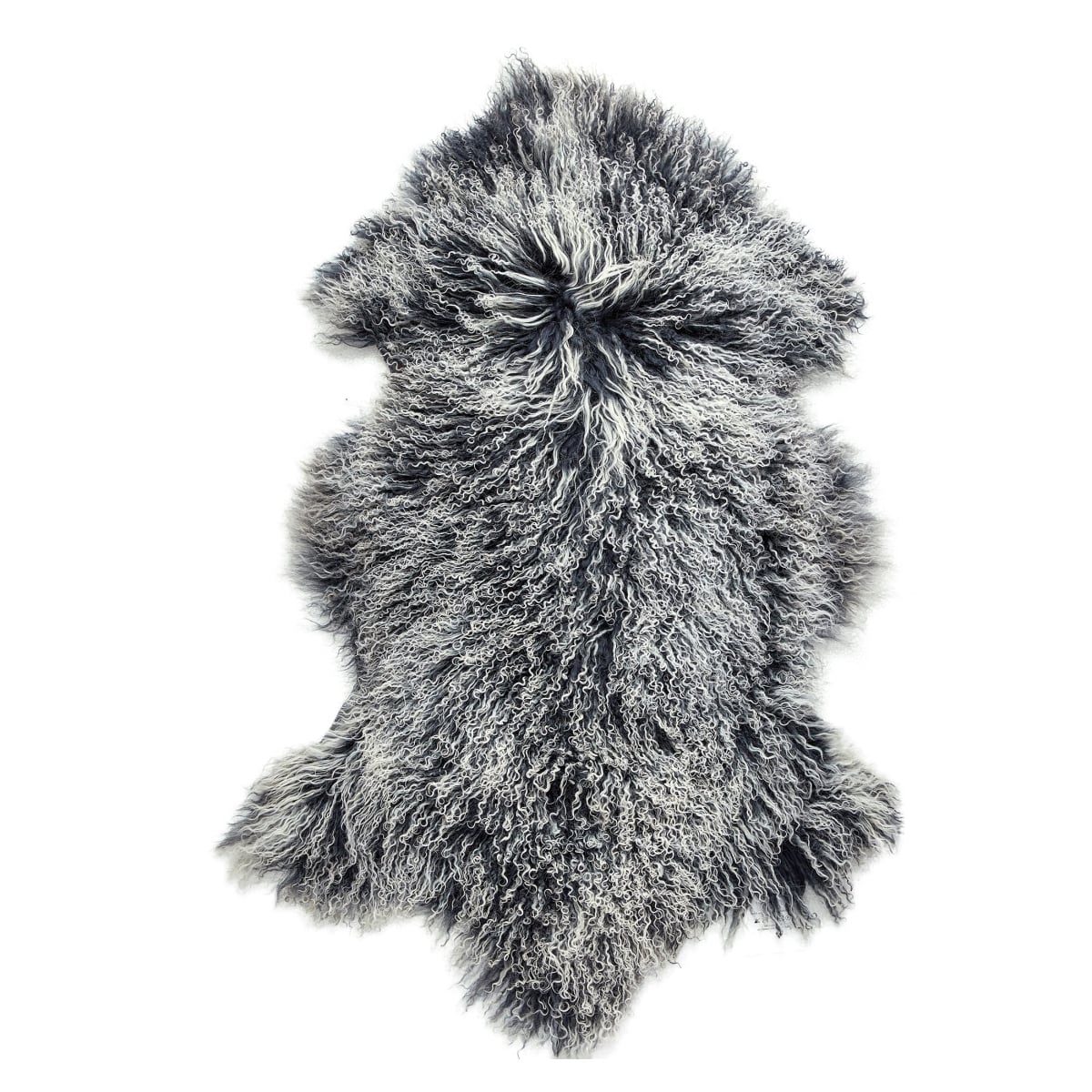 HU-MU2440YXTTBK Black And White Two Tone Effect Mongolian Lamb Rug