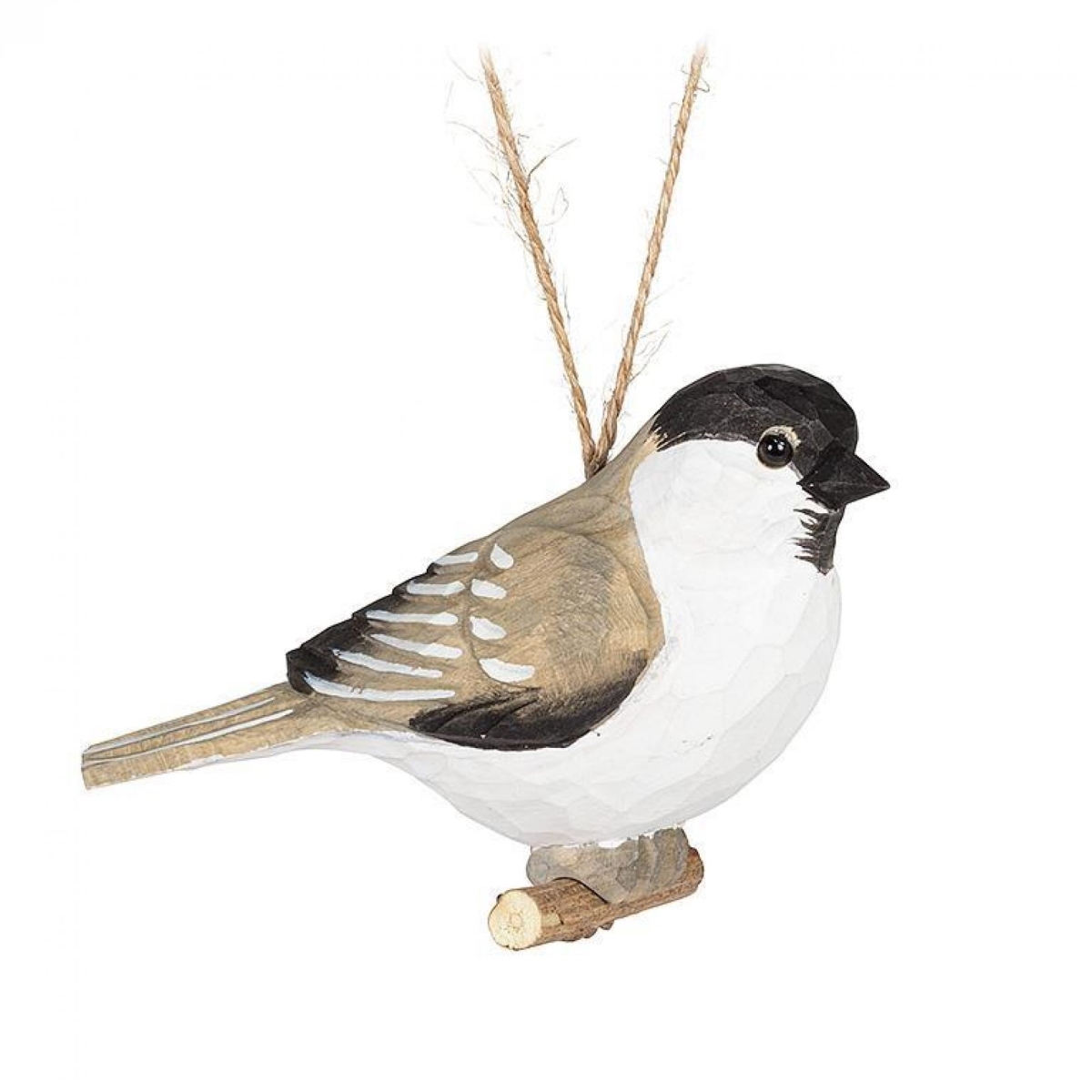AB-27-LODGE-1178 Chickadee On A A Branch Carved Ornament