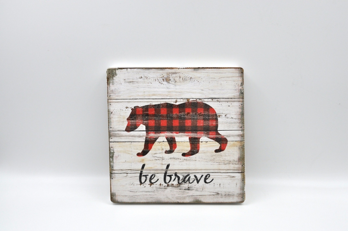 IV-W18-HZ0203 Be Brave Vintage Wood Block Sign Wall Decor