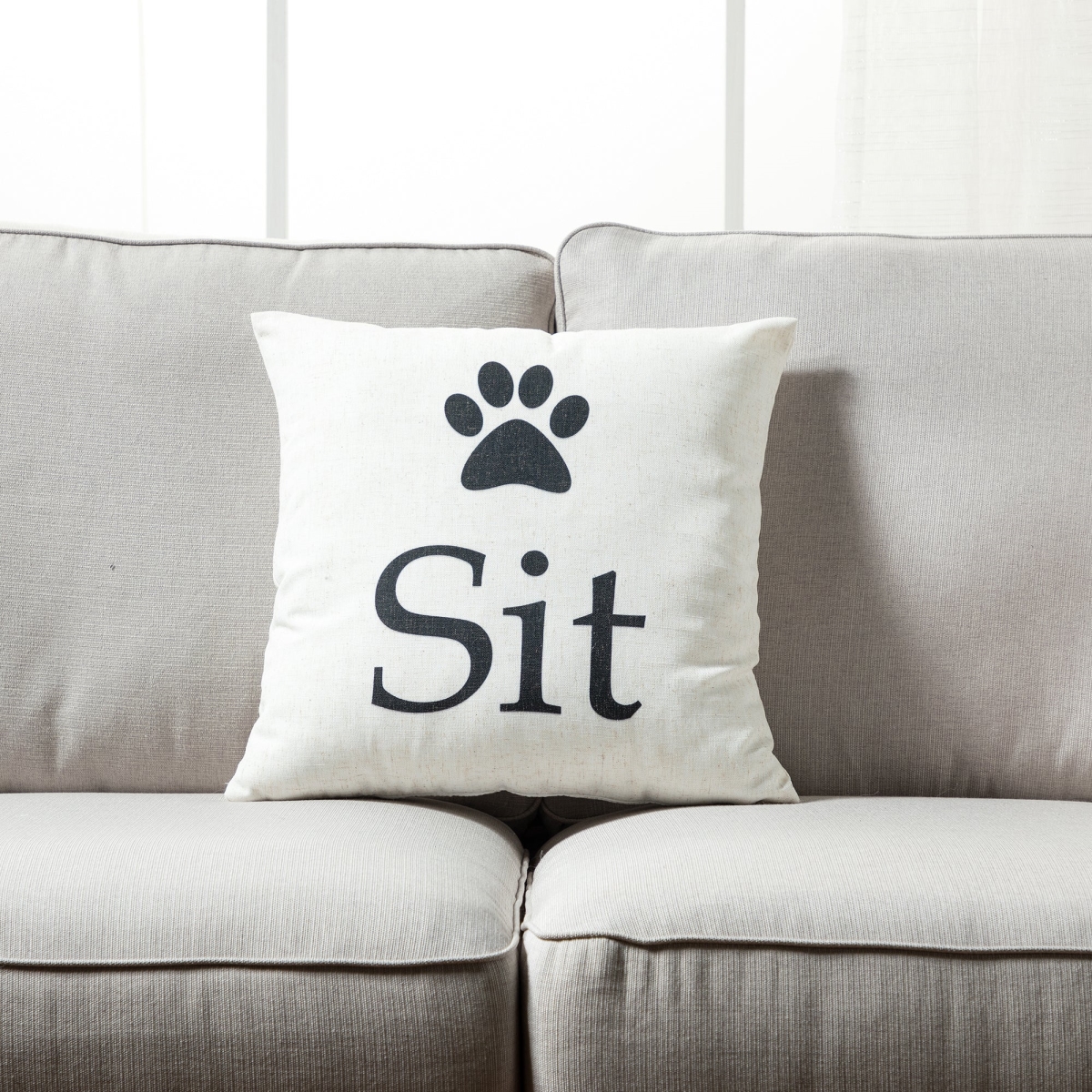 HU-YM1818JTDSTXX Sit With Paw Print Pillow Cover