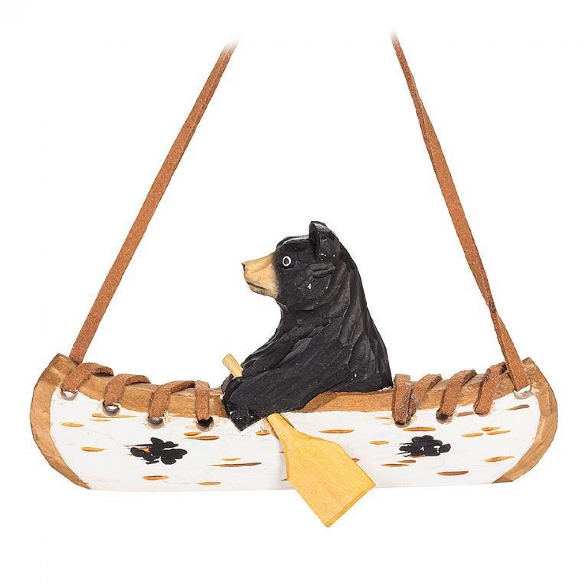 AB-27-LODGE-1185 Bear In Canoe Carved Ornament
