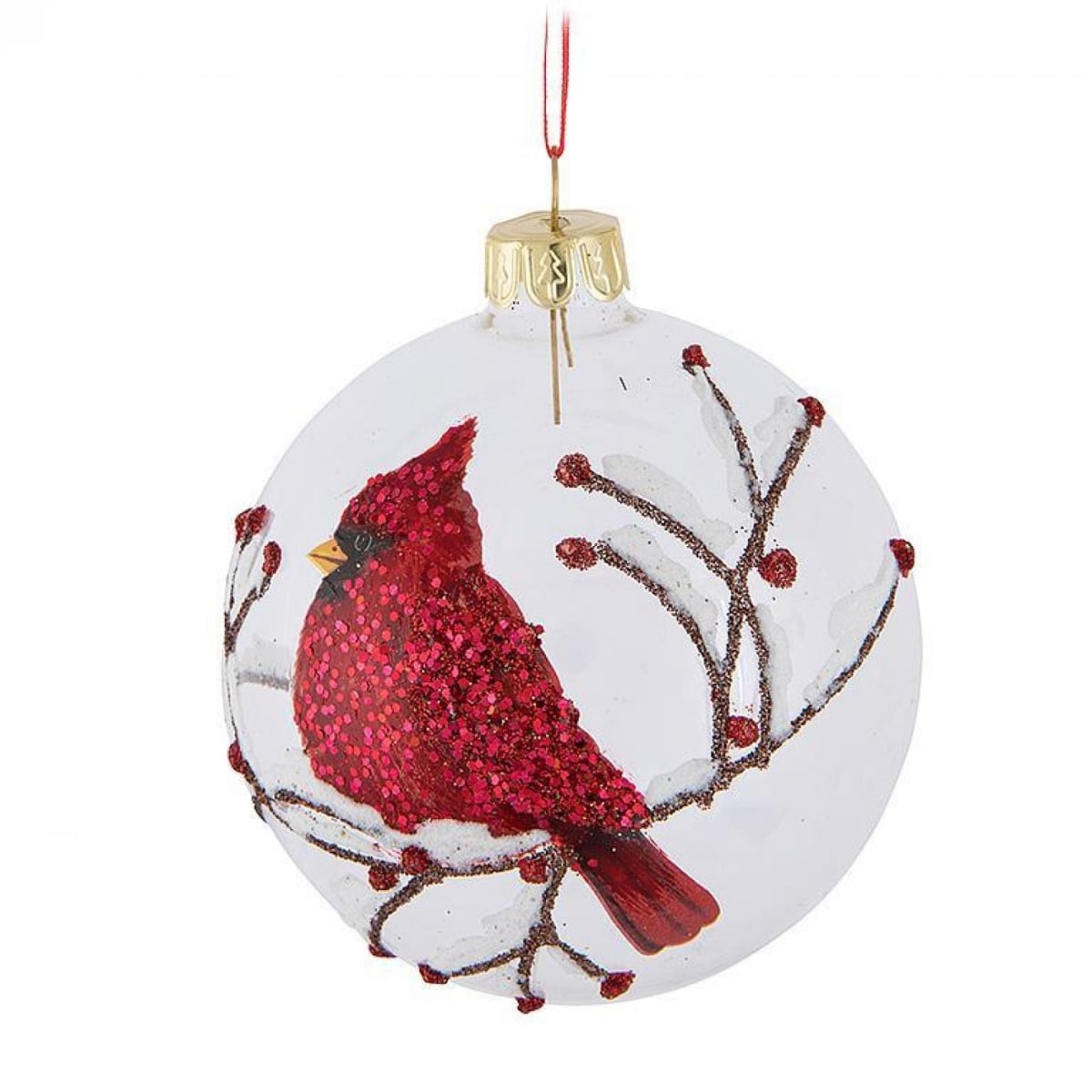 AB-18-BALL-290 Sparkly Cardinal Ball Ornament