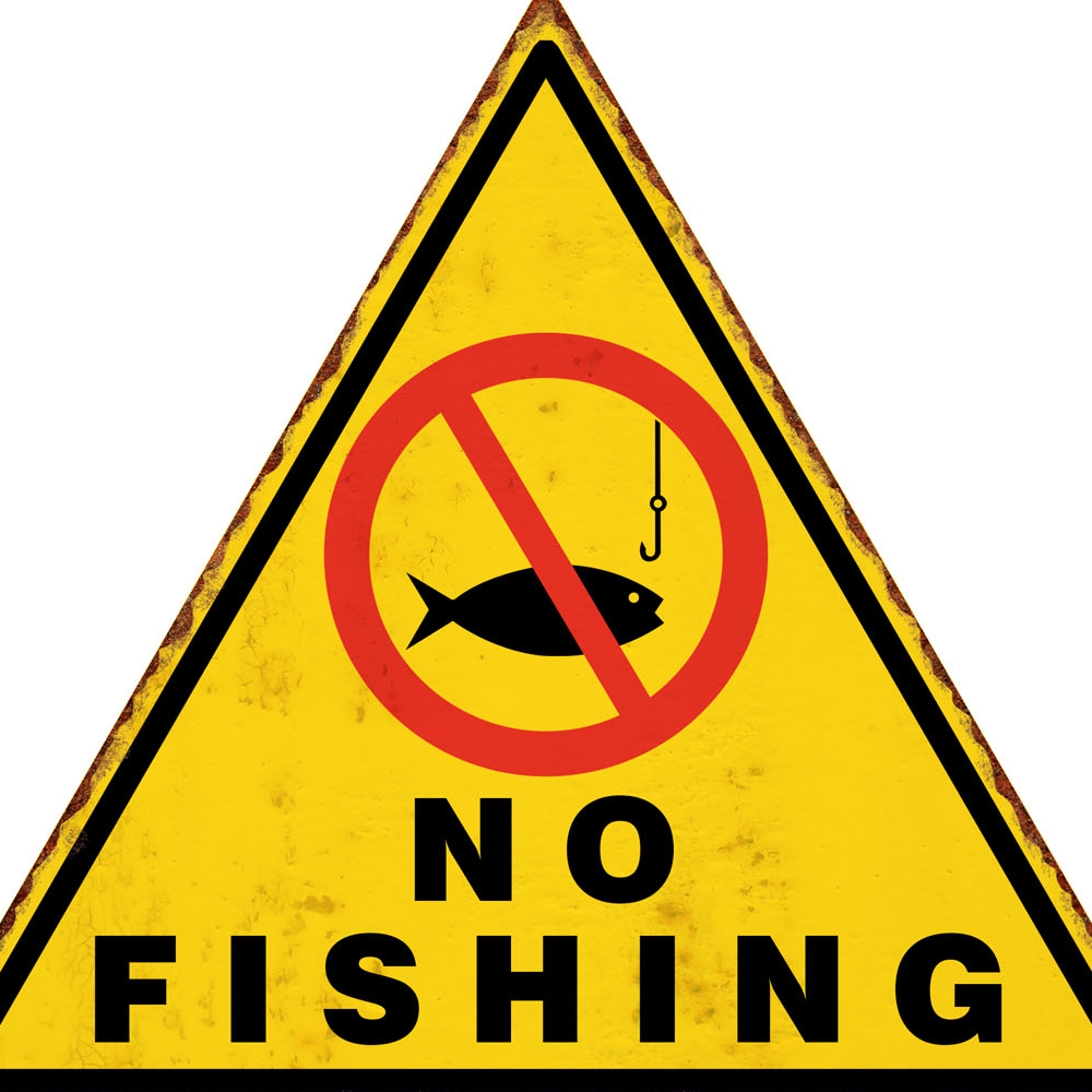 IV-W19-GT233 No Fishing B2B Warning Wall Decor