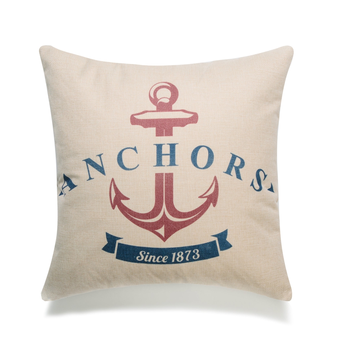 HU-SU1818IC01OP Anchors Since 1873 With Red Anchor Print And Polyester Insert Pillow