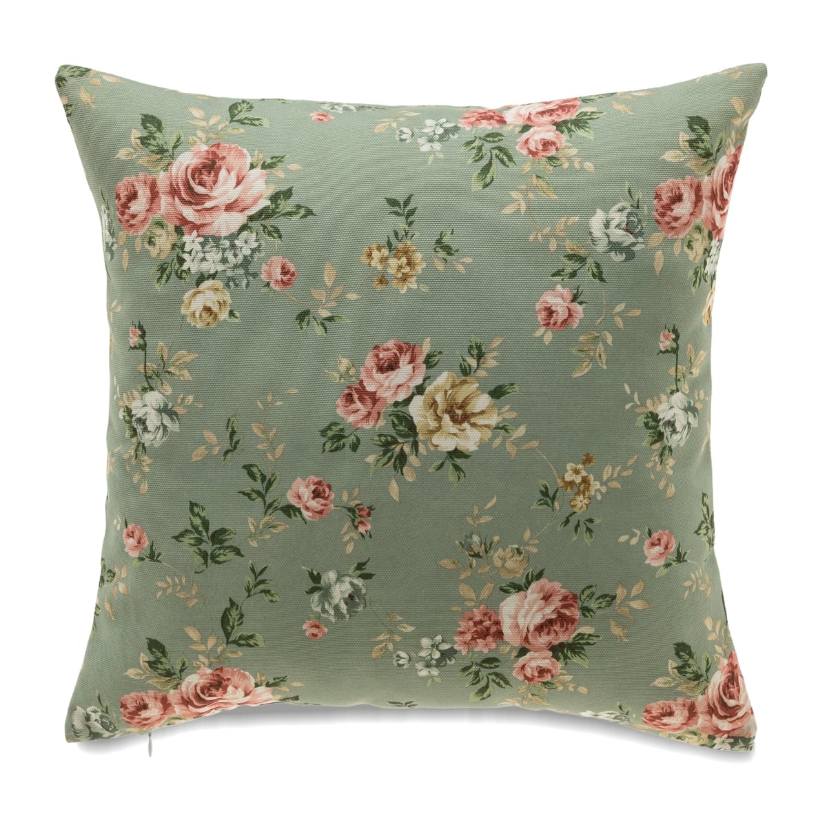 HU-FL2222JT35OP T35Pink Rose On Green Base With Polyester Insert Pillow