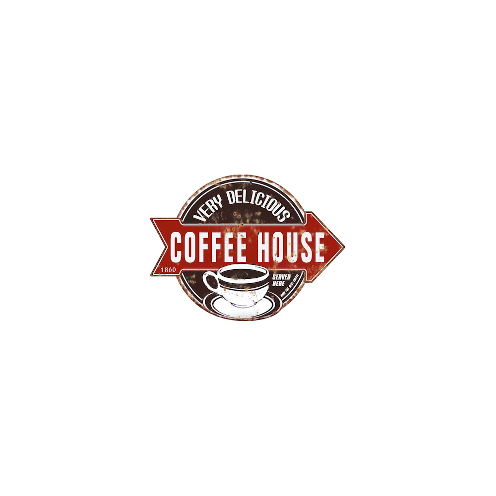 IV-W19-GT248 Coffee House Die-Cut Metal Wall Decor
