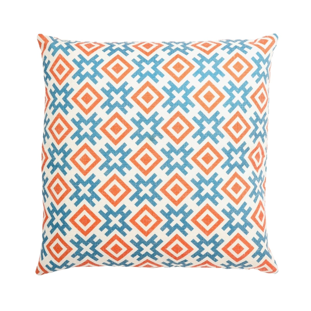 HU-KY1818TWX1OP Kyoto White With Orange And Blue Pattern And Polyester Insert Pillow