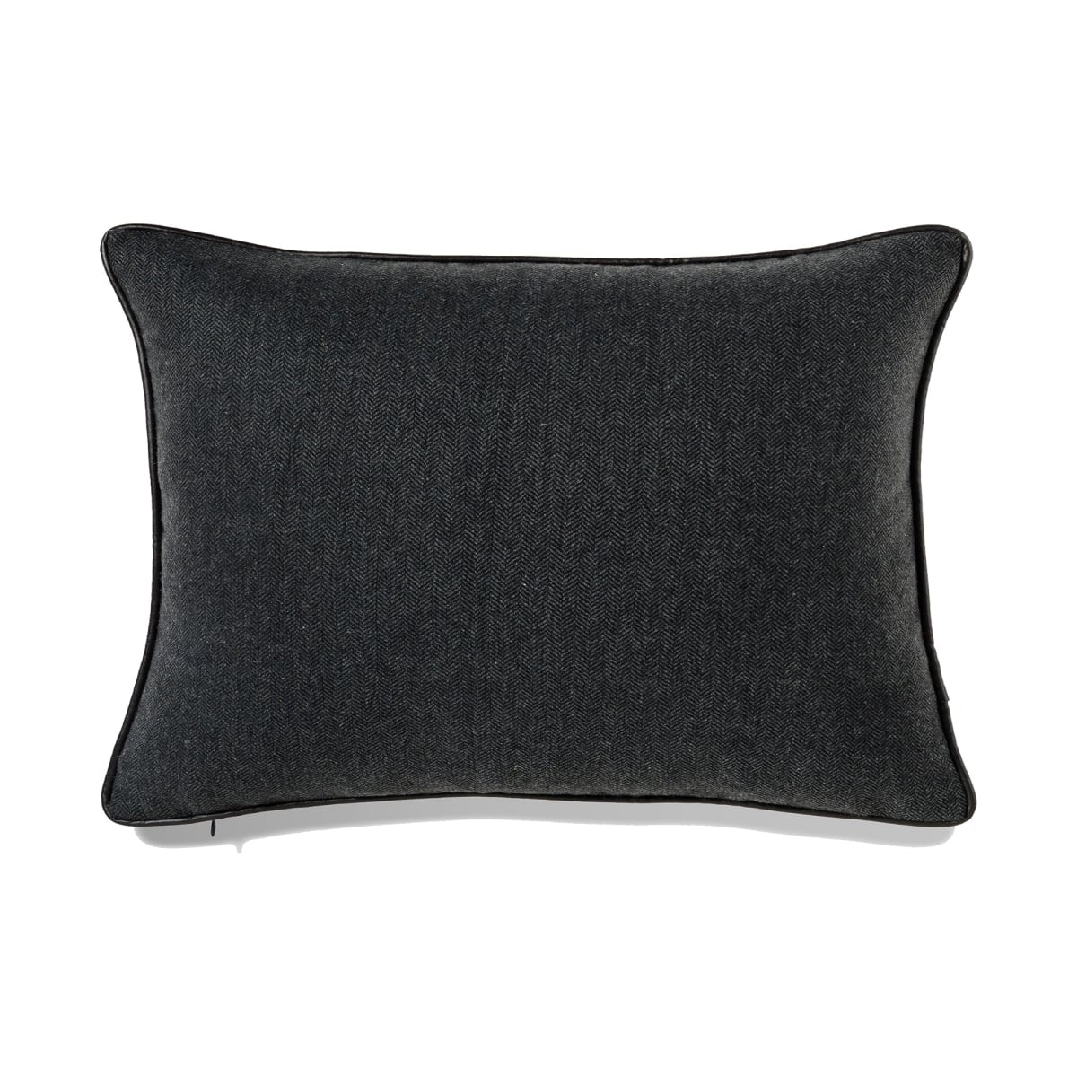 HU-MH1420JS04OP Dark Gray Herringbone Texture With Pu Piping With Polyester Insert Lumbar Pillow