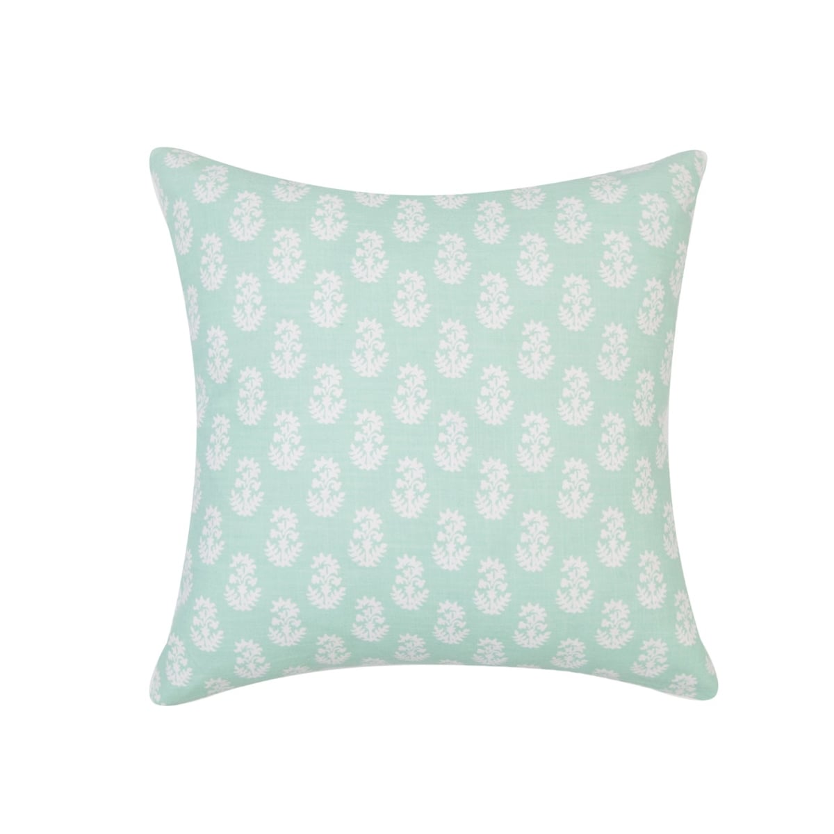 HU-MP1818JS02GROF Square Green With White Flowers And Feather Down Insert Pillow