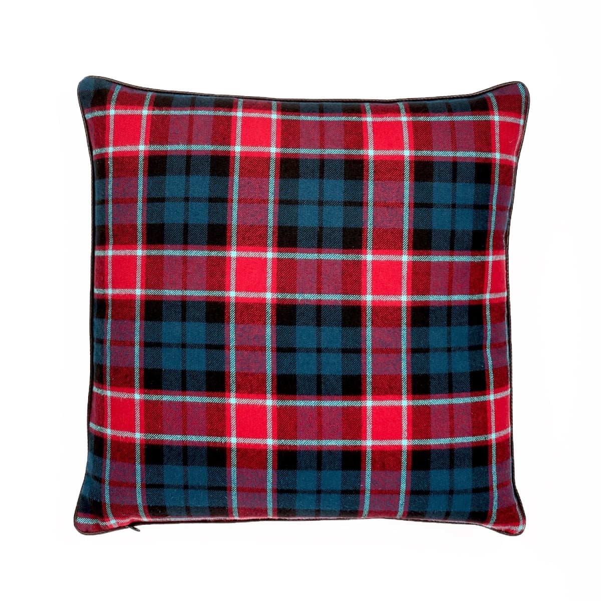 HU-EB2626NT02OF Red And Evening Blue Tartan Pattern With Feather Down Insert Pillow