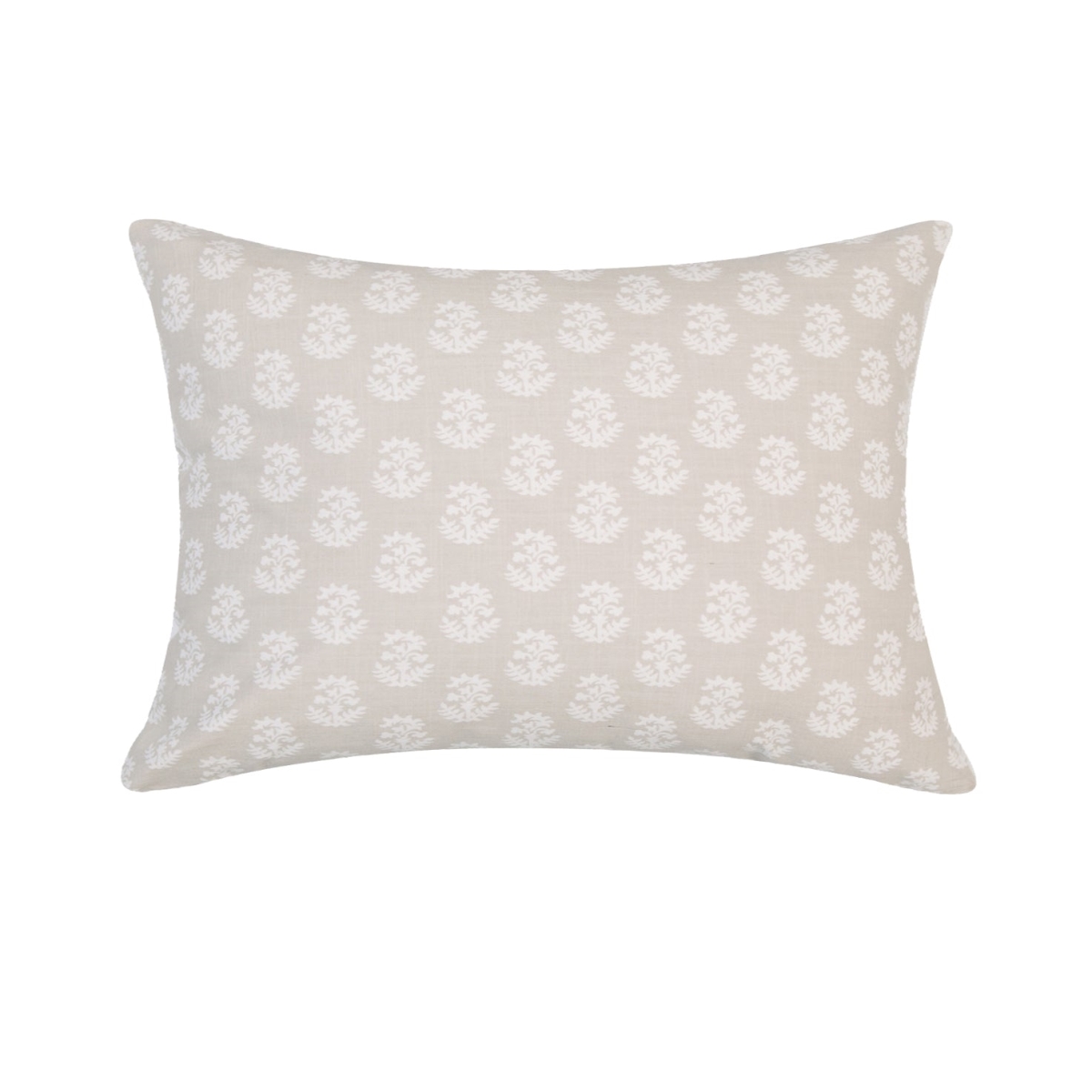 HU-MP1218JS02GEOP Greige With White Flowers And Polyester Insert Pillow