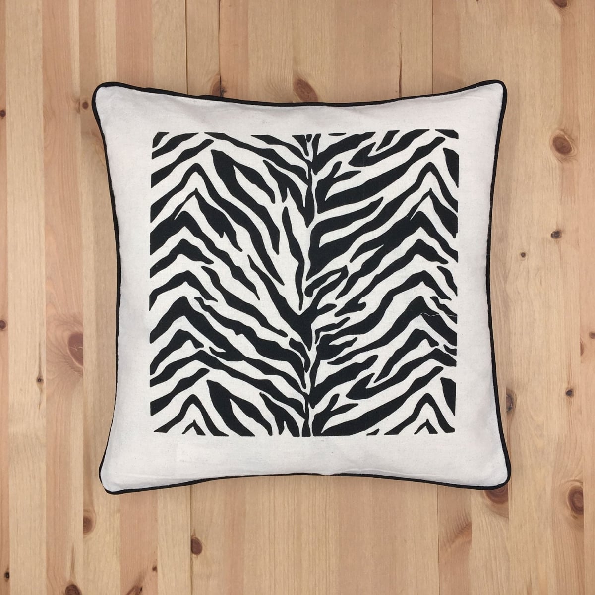 HU-SA1818TB05OF Zebra Print On Ivory With Feather Down Insert Pillow