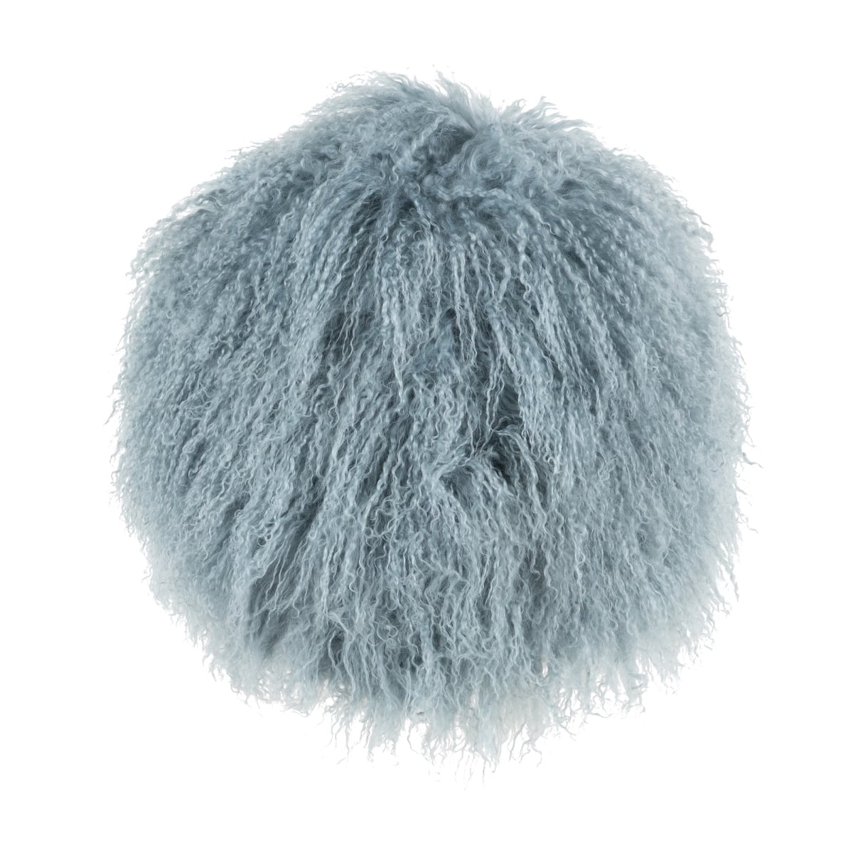 HU-MUDM16YXSBOP Sea Blue Round Mongolian Lamb Fur With 100% Polyester Insert Pillow