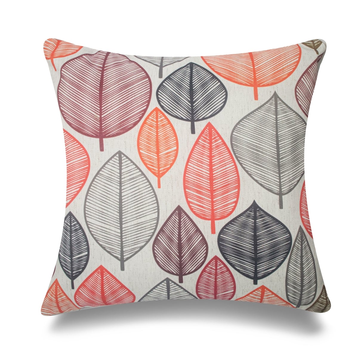 HU-LF1818IC02OP Red, Gray And Black Leaves With Polyester Insert Pillow