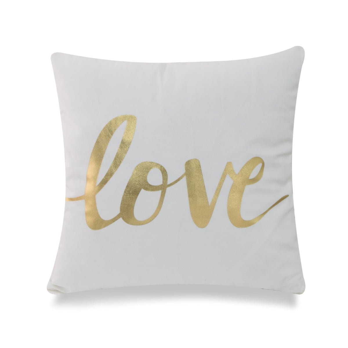 HU-GS1818KSLOG1OP Cursive Love In Gold Foil On White With Polyester Insert Pillow