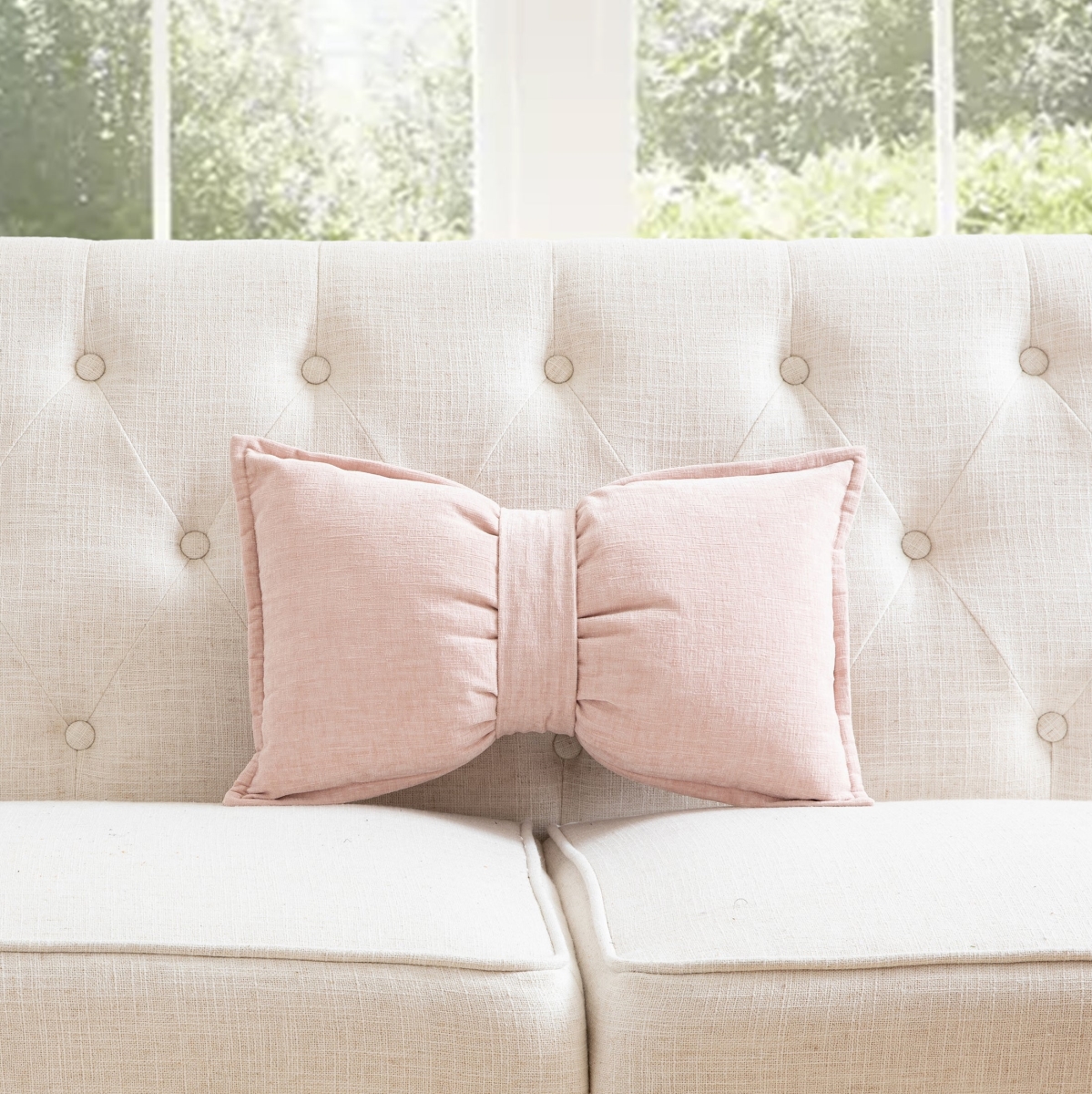 HU-SS1220EG03PKOP Pink Chenille With Belt And Polyester Insert Pillow