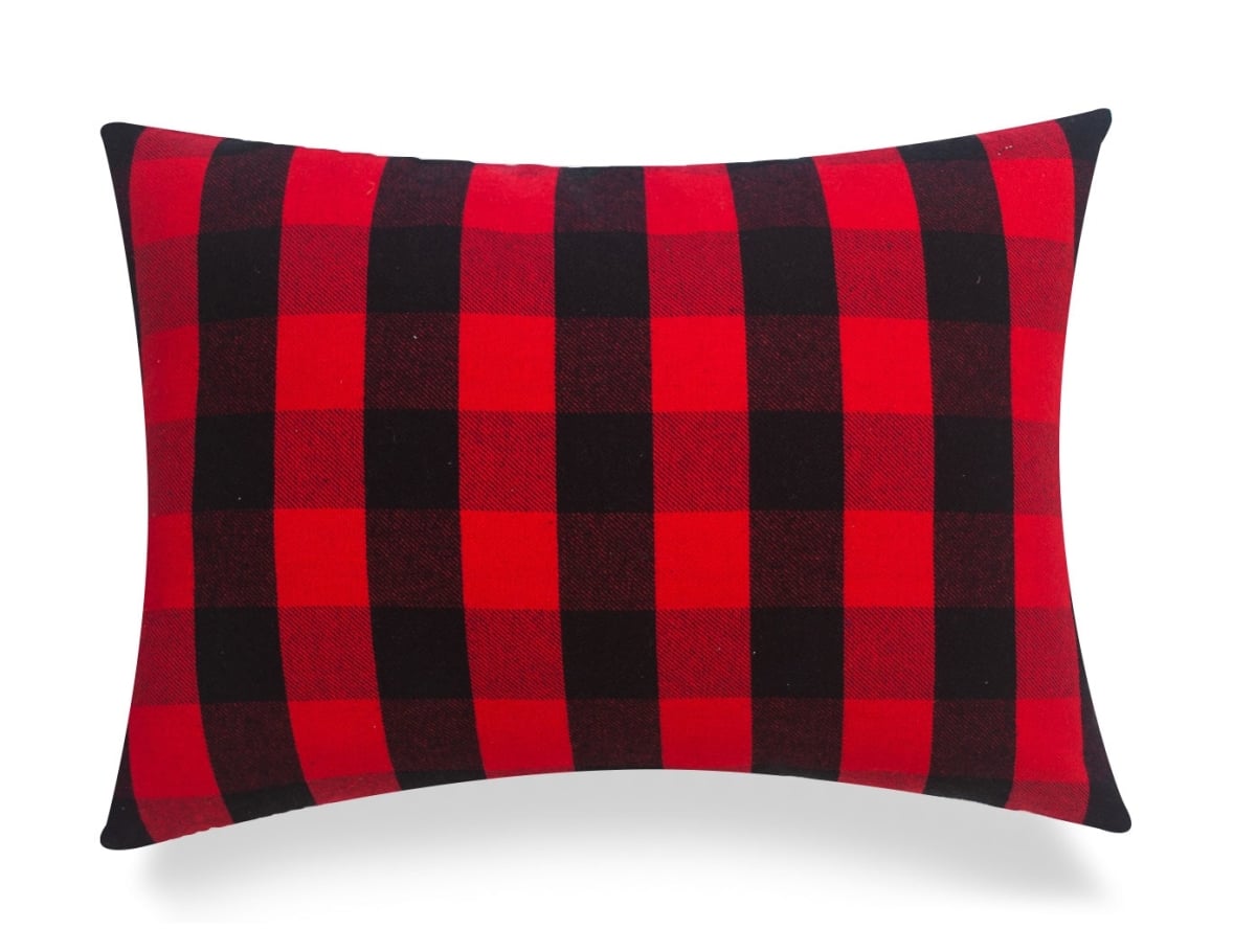 HU-BC1624NTBROF Black And Red Buffalo Check Lumbar With Feather Down Insert Pillow