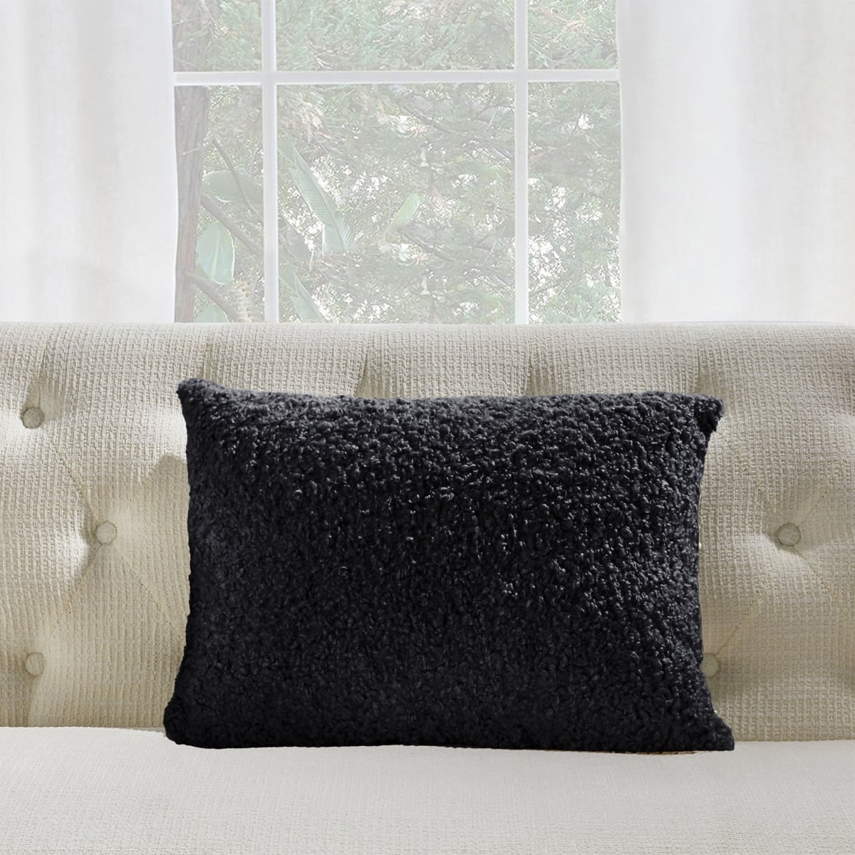 HU-CG1420EGBKXX Black Boucle Pillow Cover