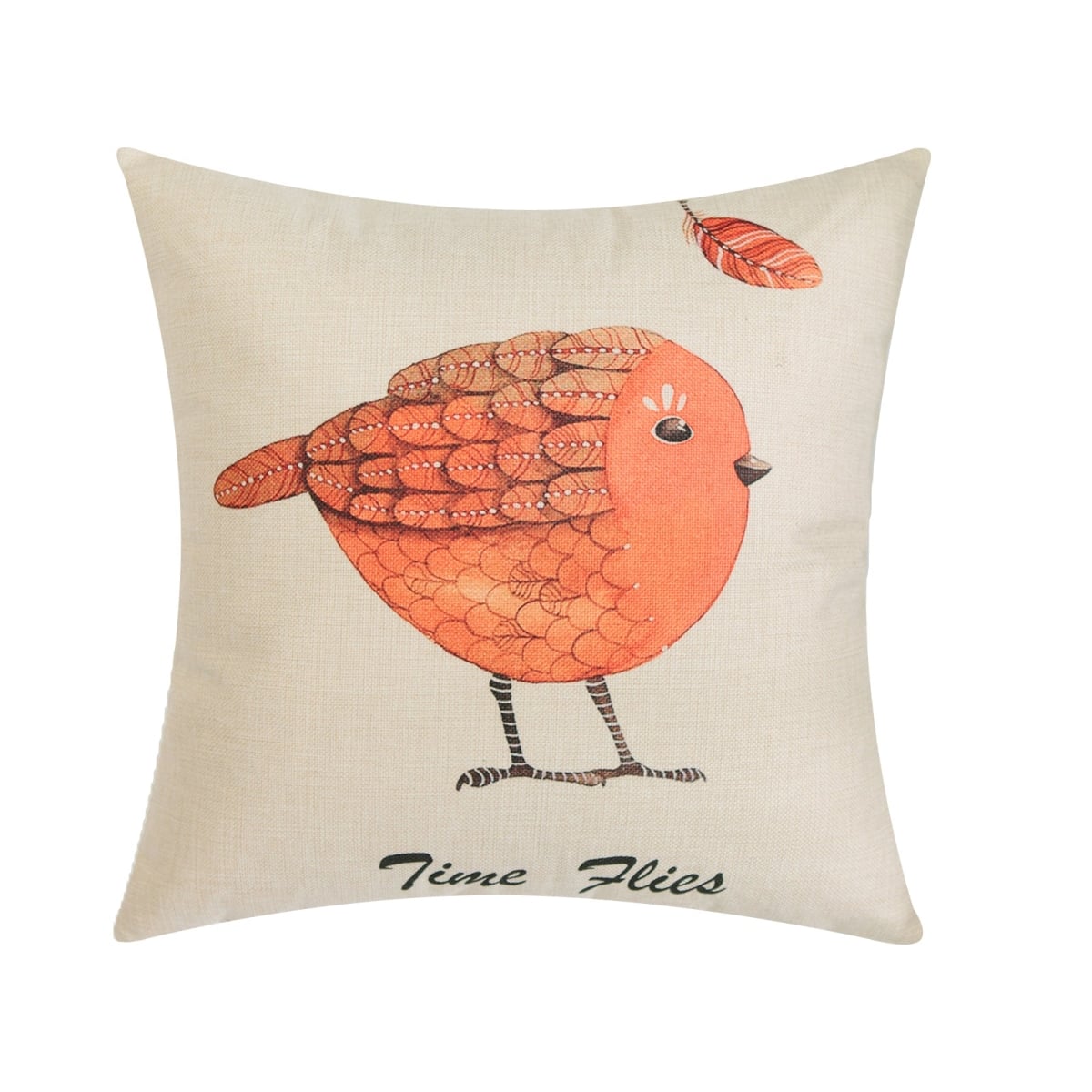 HU-NL1818TB06OP Time Flies With Bird Print And Polyester Insert Pillow