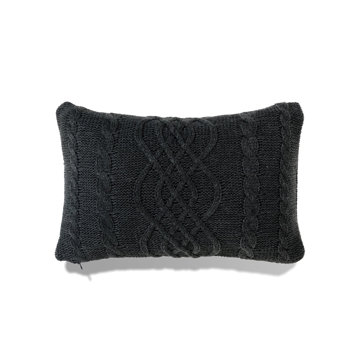 HU-BC1420LL06OP Lumbar Dark Heather Gray Chunky Cable Knit With Polyester Insert Pillow