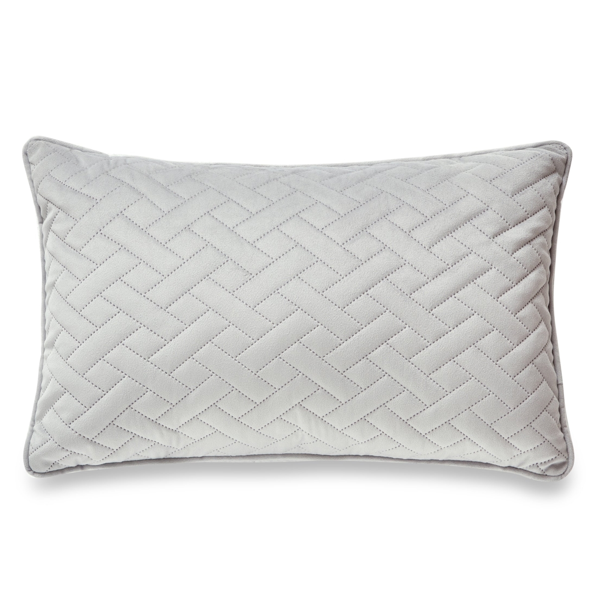 HU-LA1218JS02LGOF Light Gray Laser Embossed Chevron Pattern With Feather Down Insert Pillow
