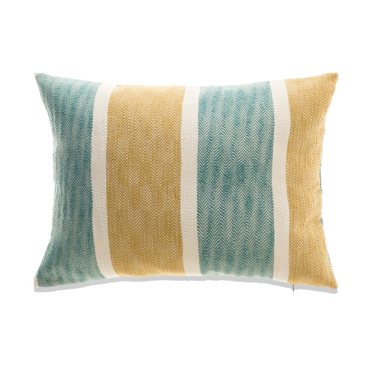 HU-LA1218ST04NOF Orange, Blue And White Striped With Feather Down Insert Pillow