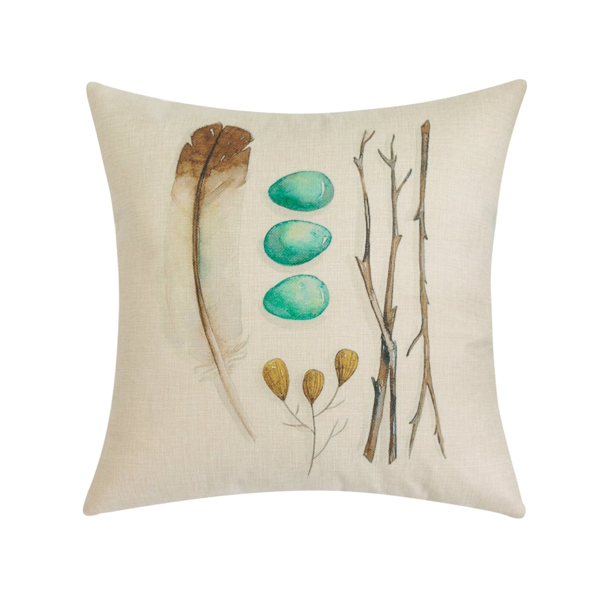 HU-NL1818TB03XX Feather, Eggs And Branches Pillow Cover