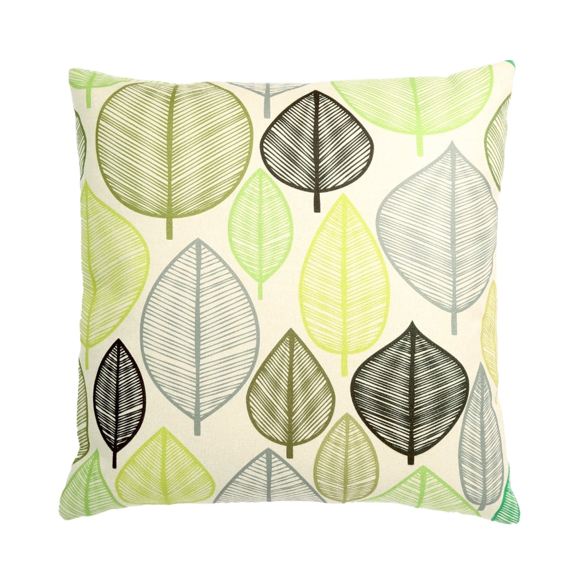 HU-LF1818IC01OP Green, Gray And Black Leaves With Polyester Insert Pillow