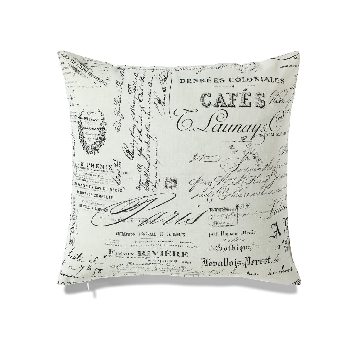 HU-LV1818JS01OF White With Black Text With Feather Down Insert Pillow