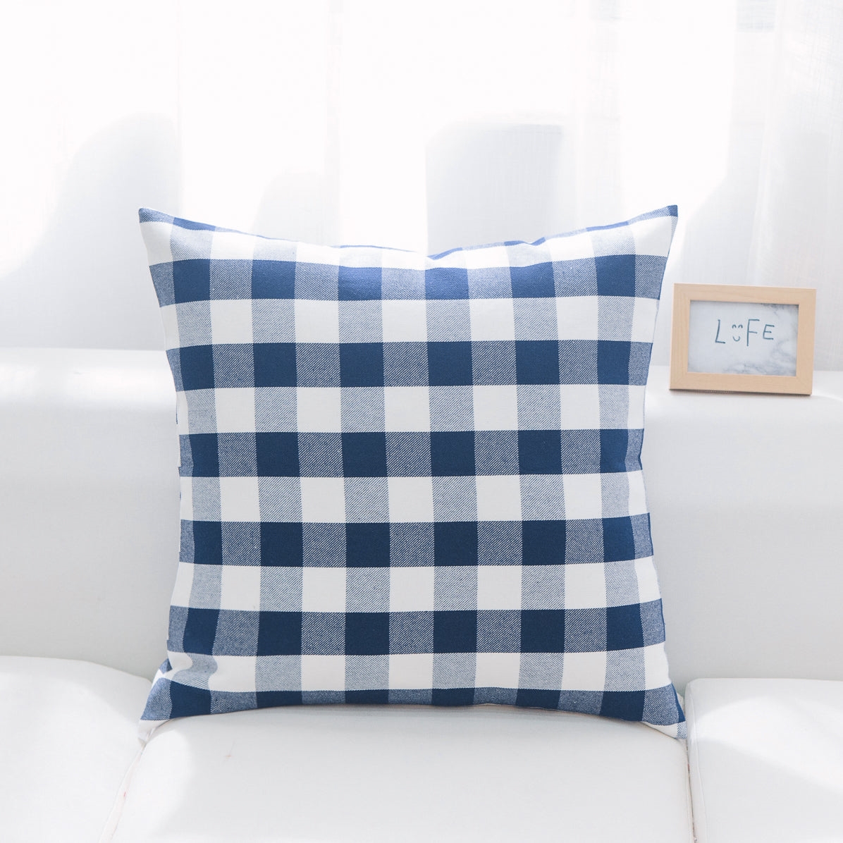 HU-BC2222NTIDOP Indigo And White Buffalo Check With Polyester Insert Pillow