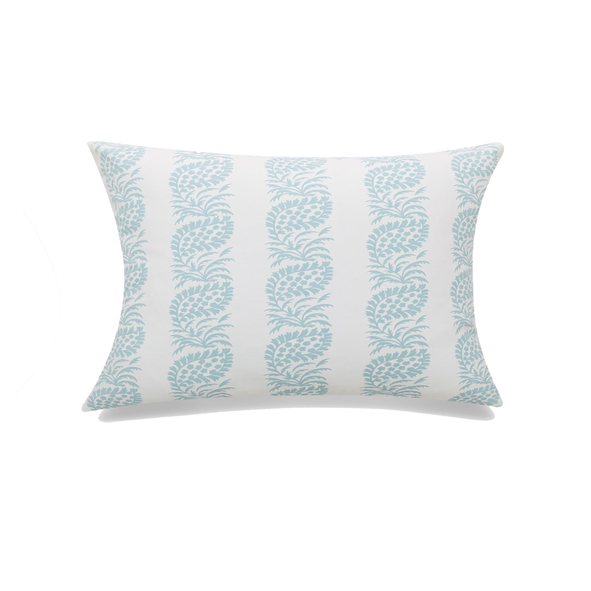 HU-MP1420JS01BLOP White With Blue Block Print And Polyester Insert Pillow