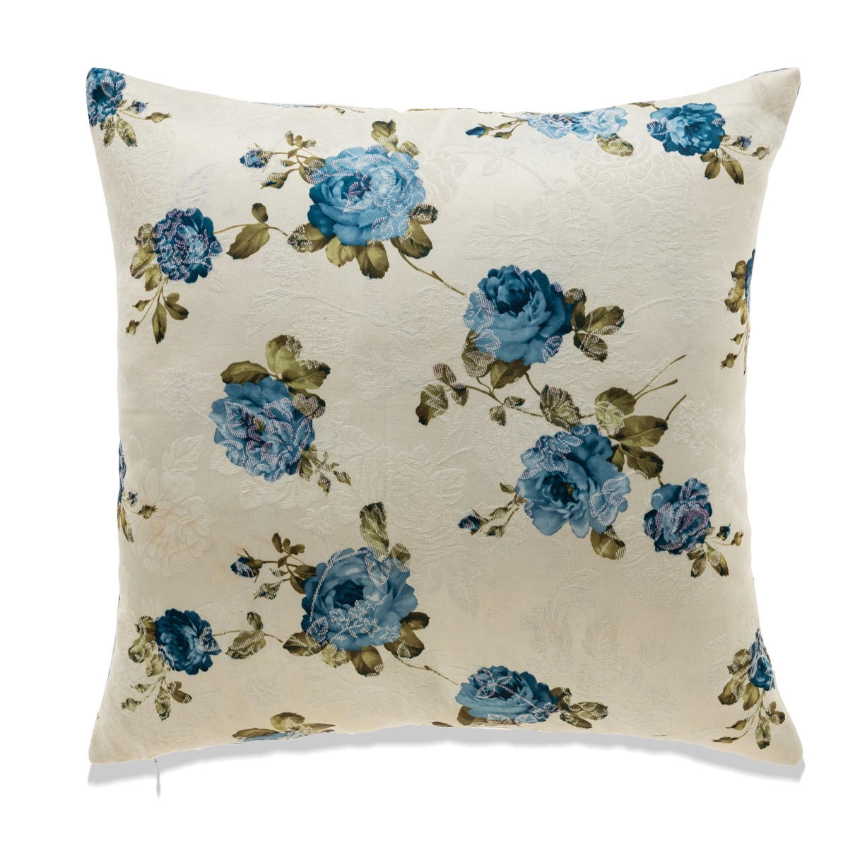 HU-FL2222JT02OP Blue Roses On White With Polyester Insert Pillow