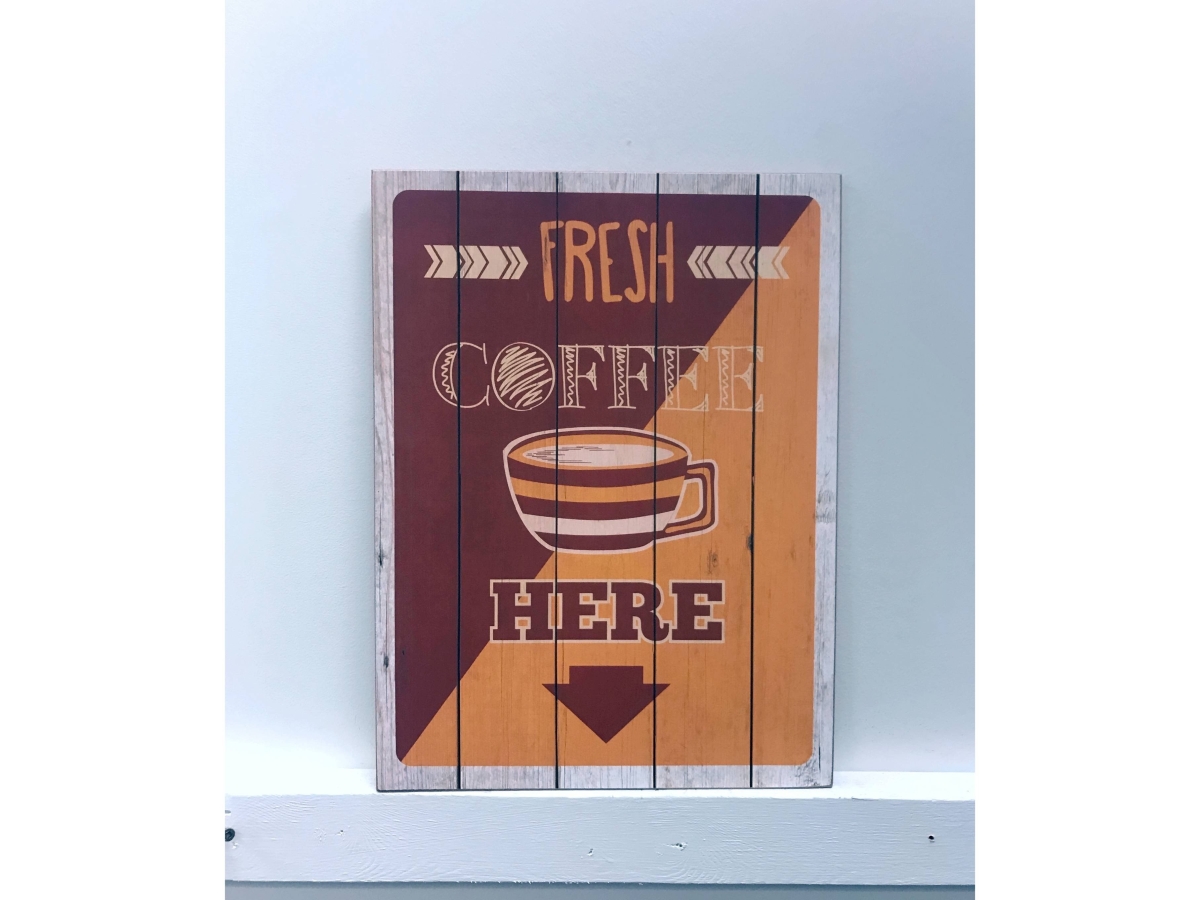 IV-S16-G165 Fresh Coffee Wooden Sign Wall Decor