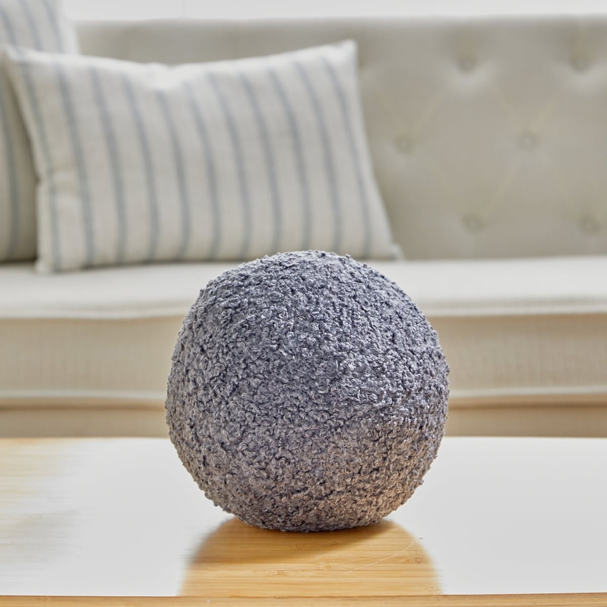 HU-CGBL14EGGYOP 14 Inch Gray Boucle Ball Shape With Polyester Insert Pillow