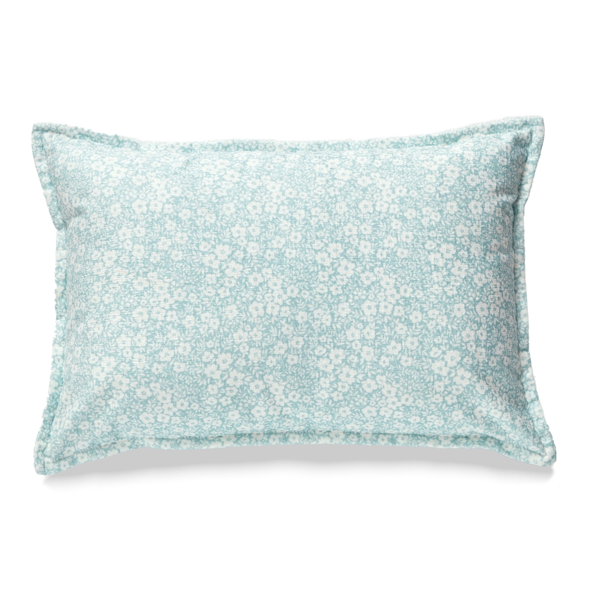 HU-LF1420EG02SBOF Sea Blue And White Floral Print With Feather Down Insert Pillow