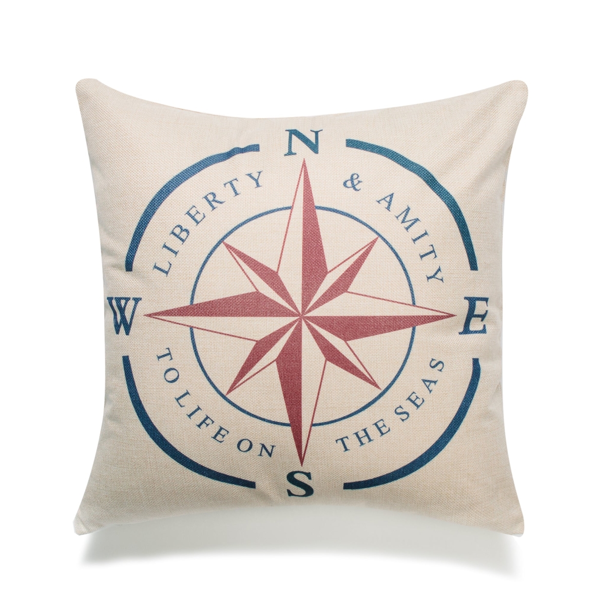 HU-SU1818IC03OF Compass Points Print With Feather Down Insert Pillow