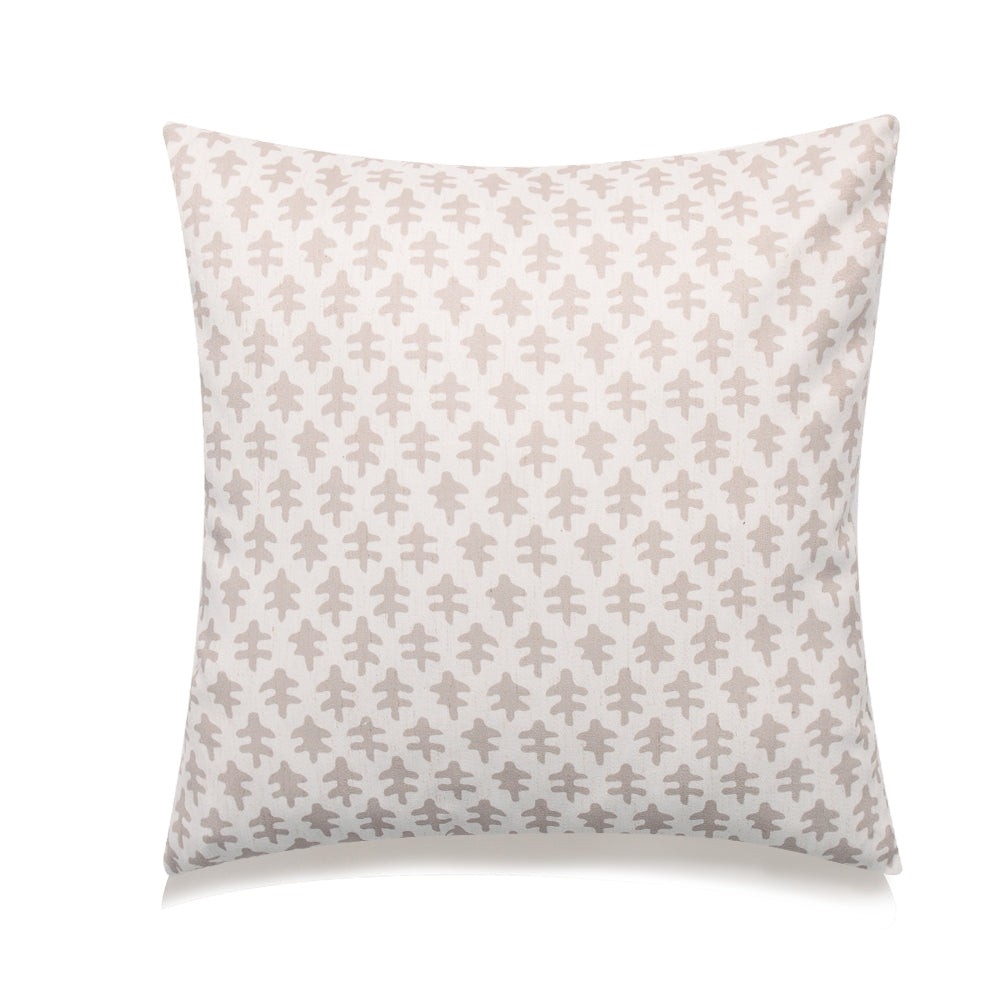 HU-MP2020ICOLGEOP Greige Oak Leaves On White With Polyester Insert Pillow