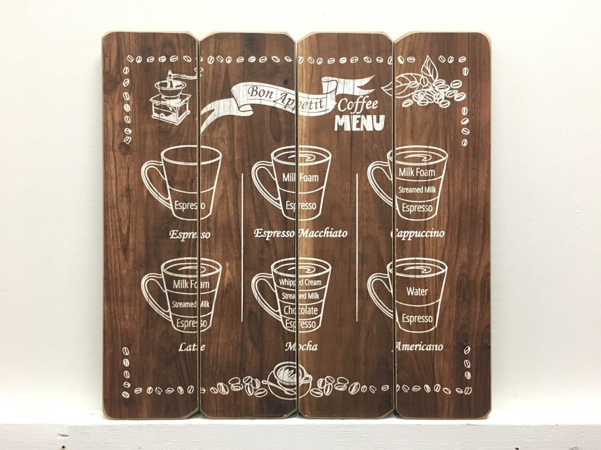 IV-S16-G176 Coffee Menu Wooden Sign Wall Decor