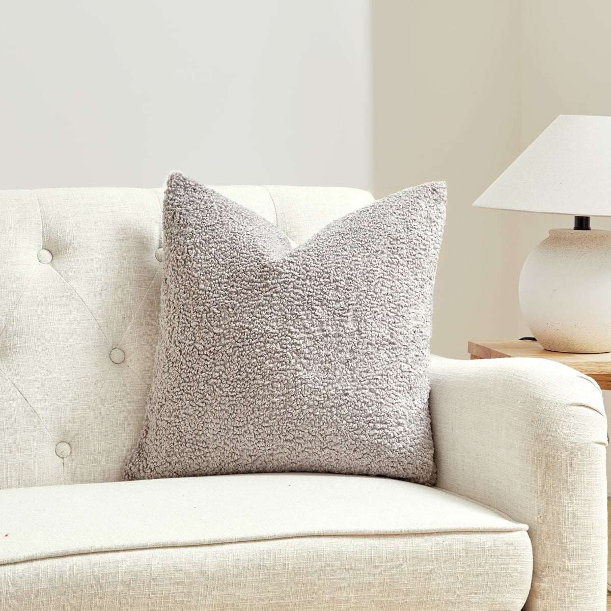 HU-CG2020EGLGXX Square Light Gray Boucle Pillow Cover