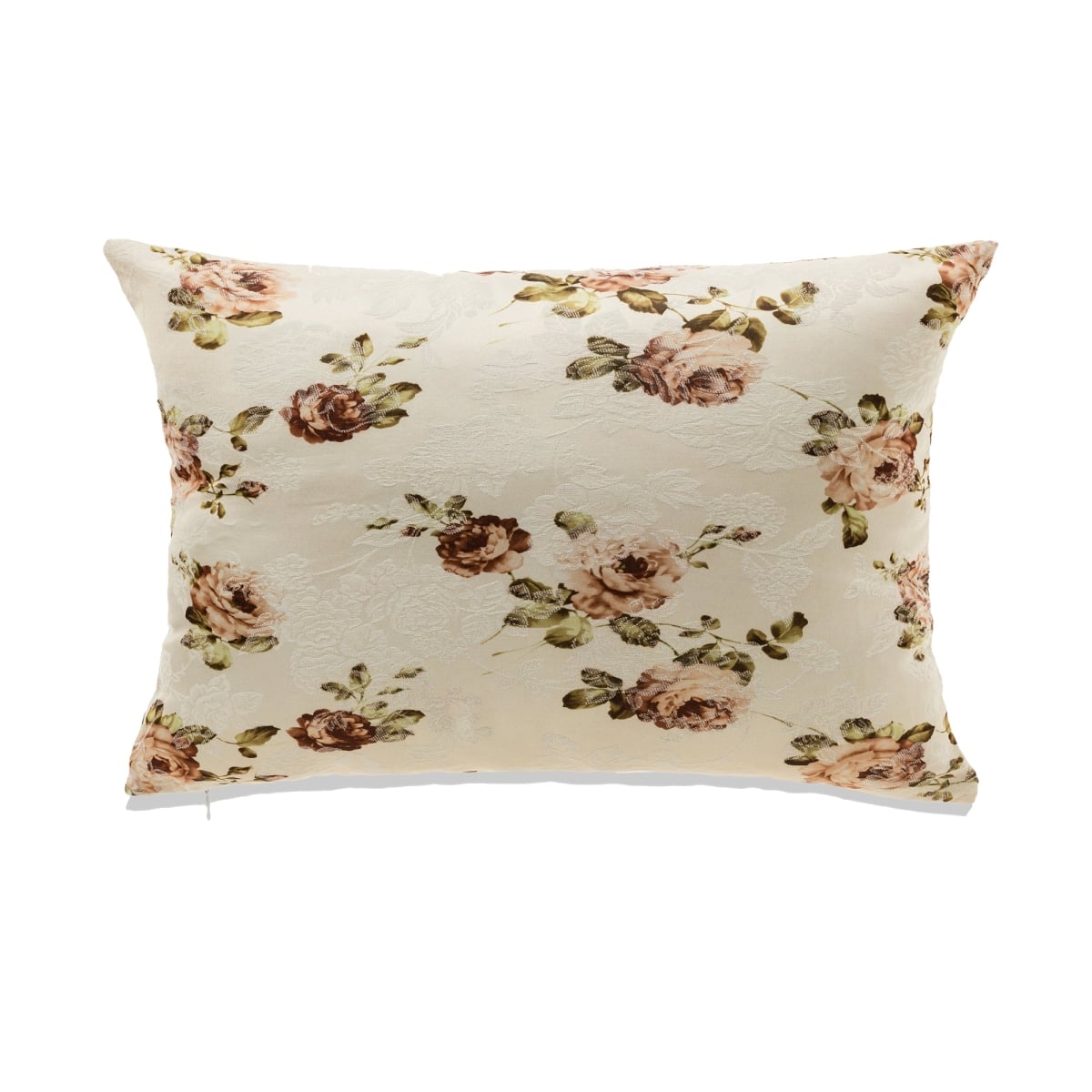 HU-FL1422JT05OP Delicate Pink Tone Flowers On White Base With Polyester Insert Pillow