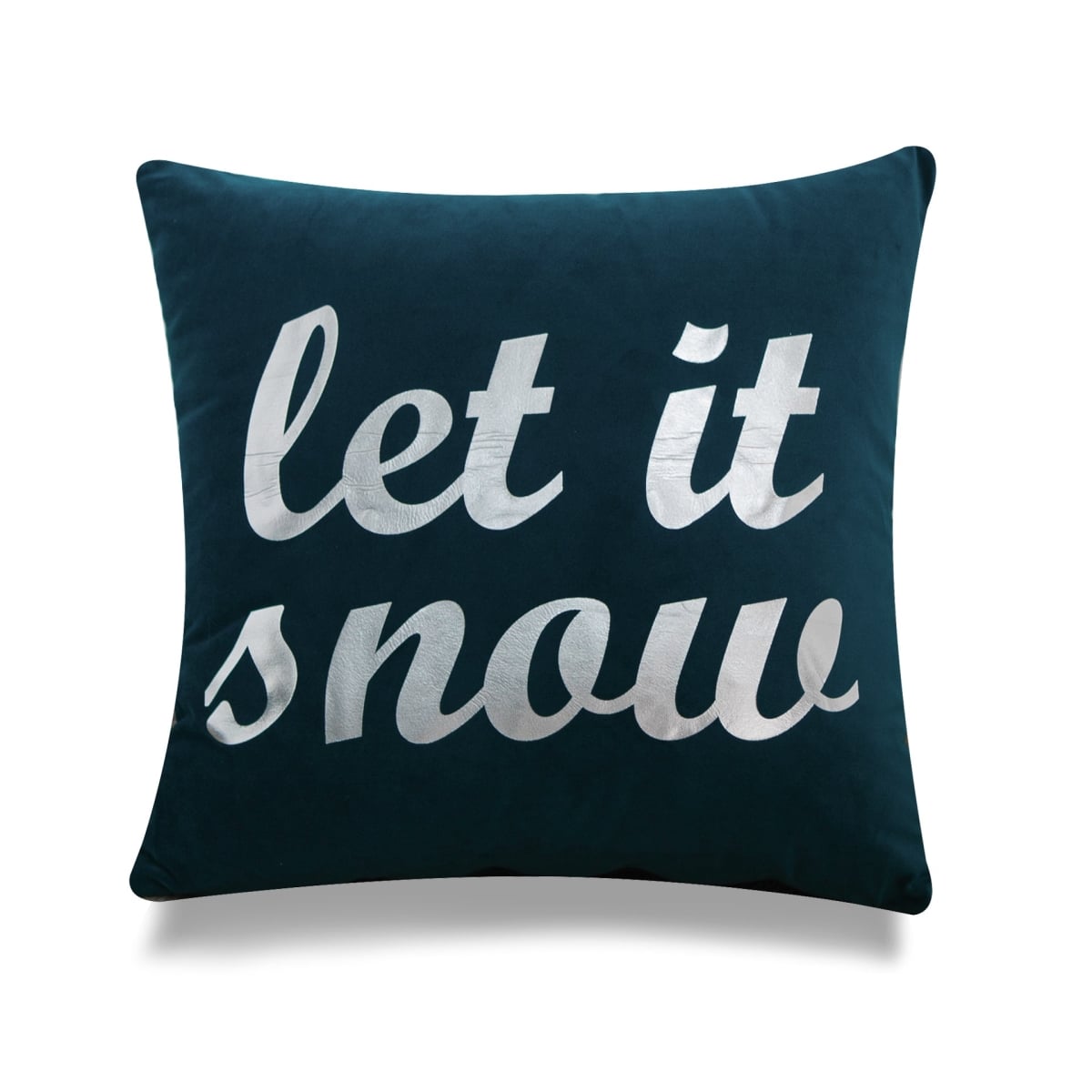 HU-GS1818KSLSS1XX Silver Foil Let It Snow On Bottle Green Background Pillow Cover