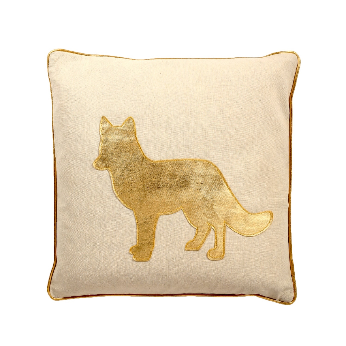 HU-HS1818FXG1XX Gold Applique Fox Pillow Cover