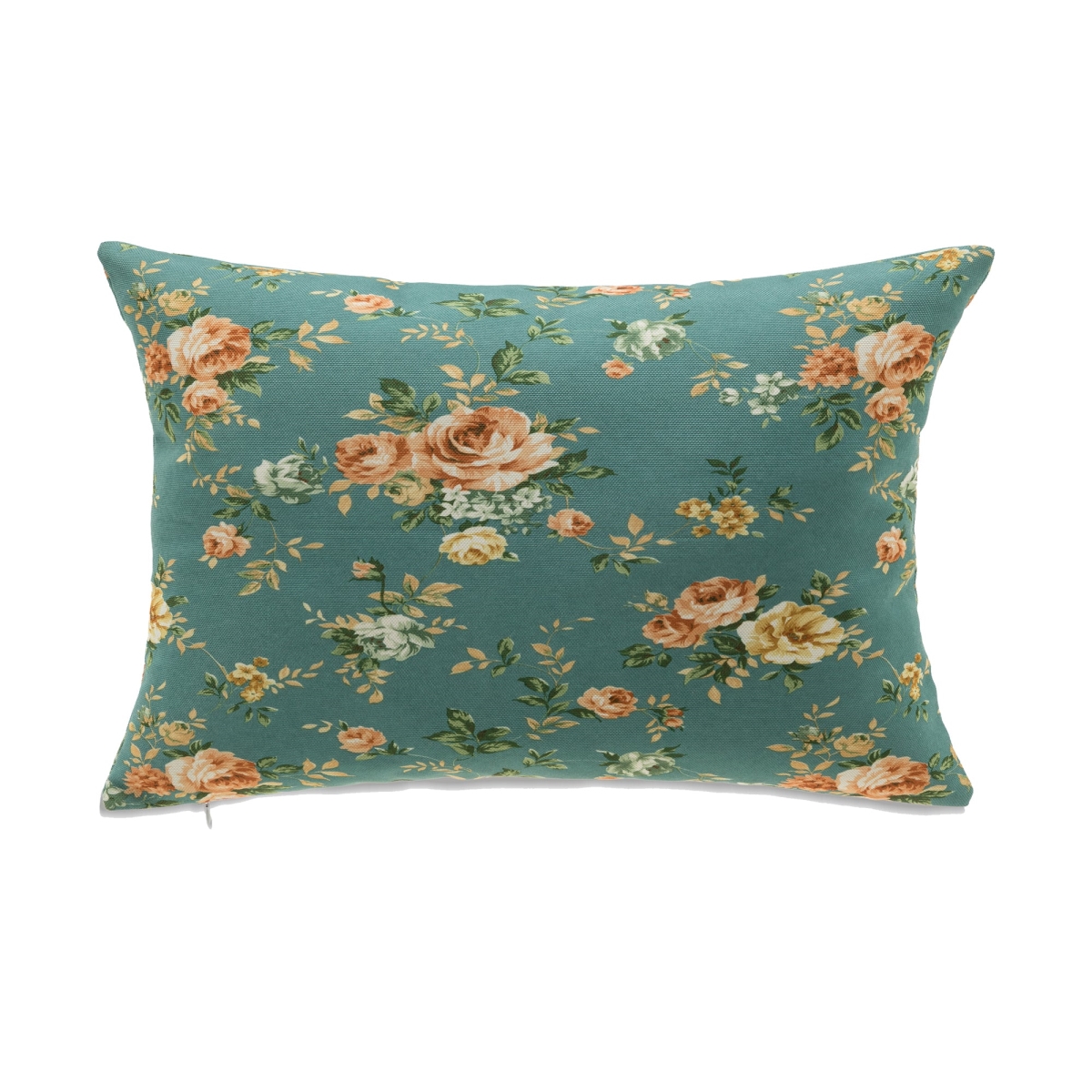 HU-FL1218JT11OP Rectangular Roses On Blue Background With Polyester Insert Pillow