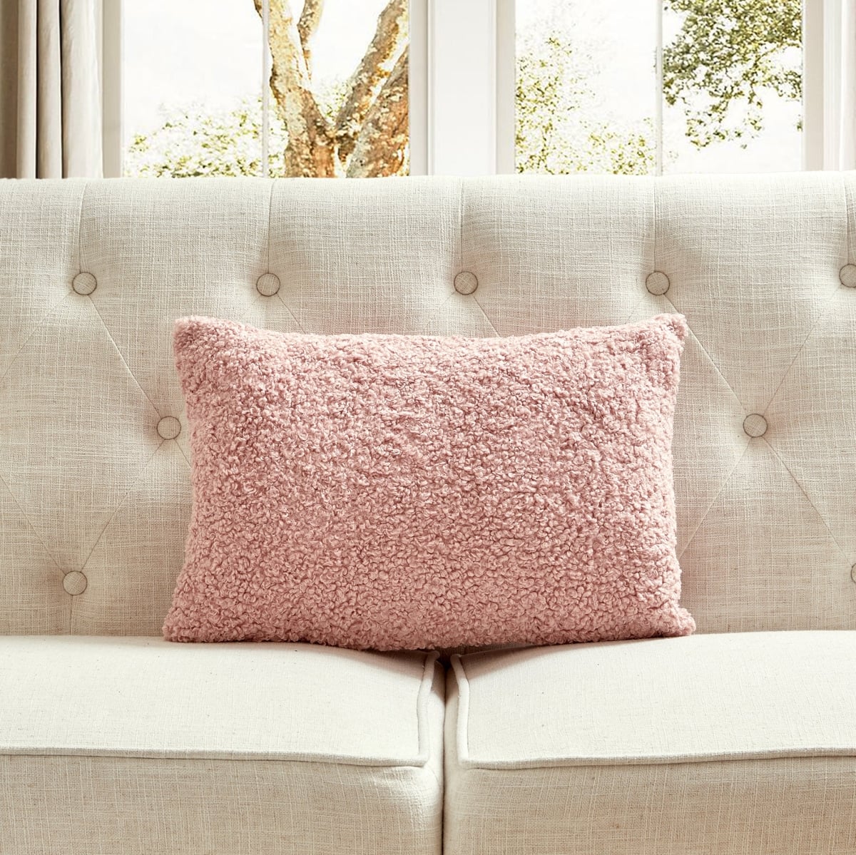 HU-CG1420EGPKOF Pink Boucle With Featherdown Insert Pillow