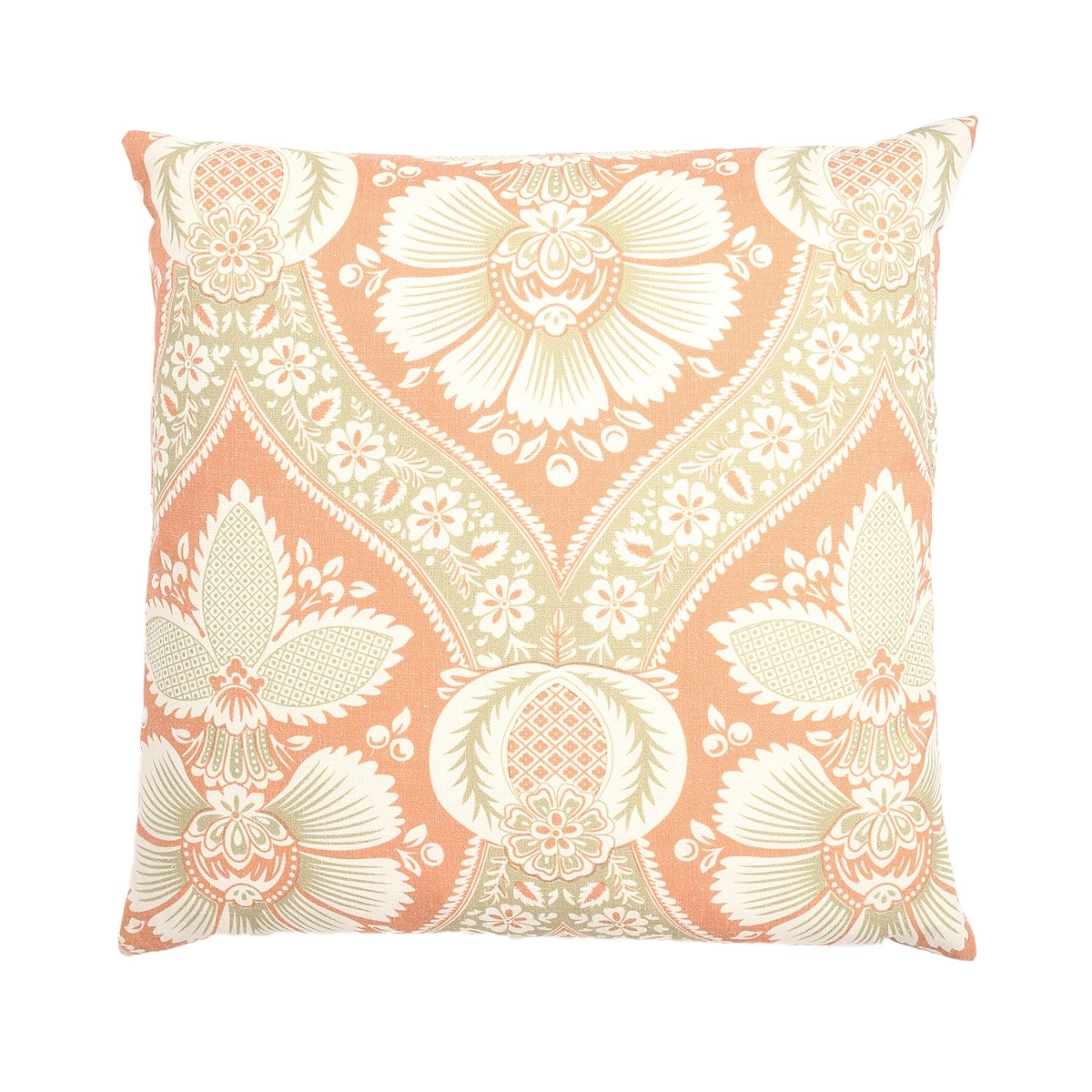 HU-FL2020TW03OF Beige Patterns On Peach With Feather Down Insert Pillow
