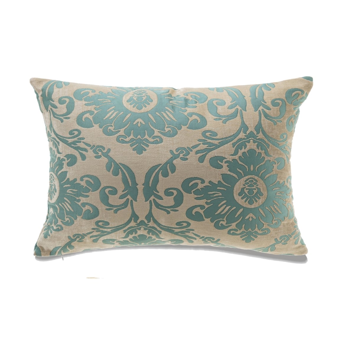 HU-FL1420JT39XX Blue Pattern On Ivory Background Lumbar Pillow Cover