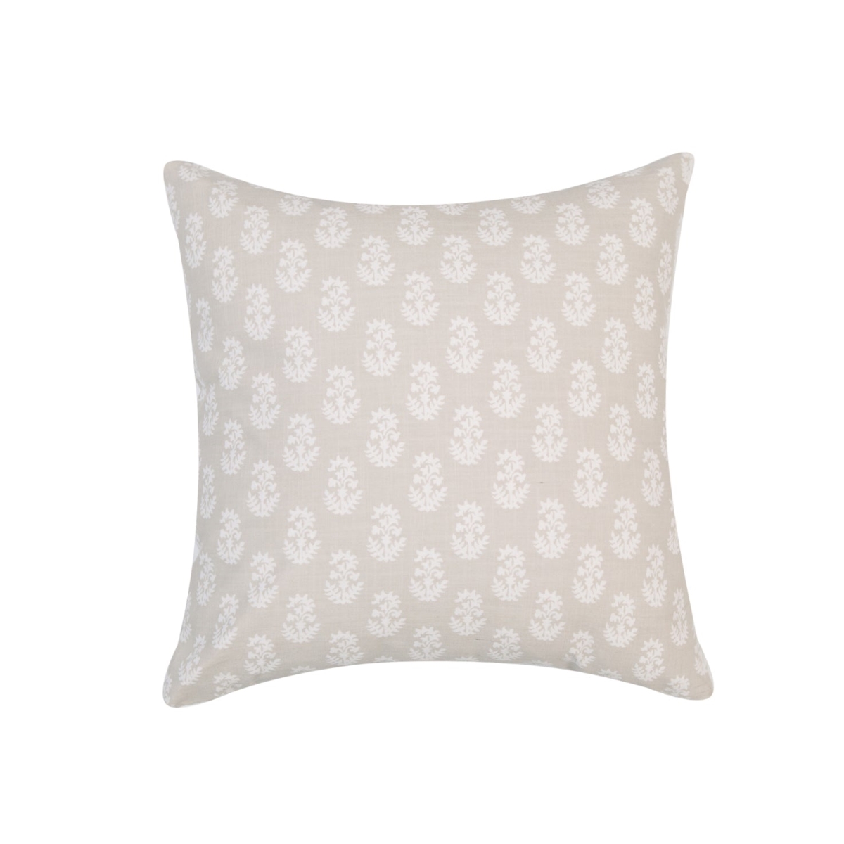 HU-MP1818JS02GEOP Square Greige With White Flowers And Polyester Insert Pillow