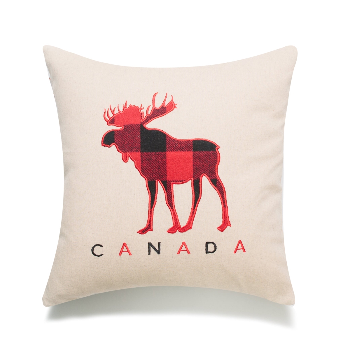 HU-CC1818JS01OF Buffalo Check Moose With Canada And Feather Down Insert Pillow